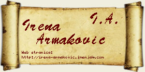 Irena Armaković vizit kartica